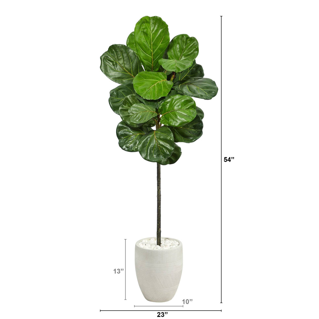 4.5’ Fiddle Leaf Artificial Tree in White Planter by Nearly Natural