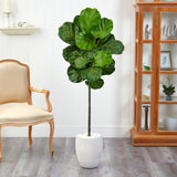 4.5’ Fiddle Leaf Artificial Tree in White Planter by Nearly Natural