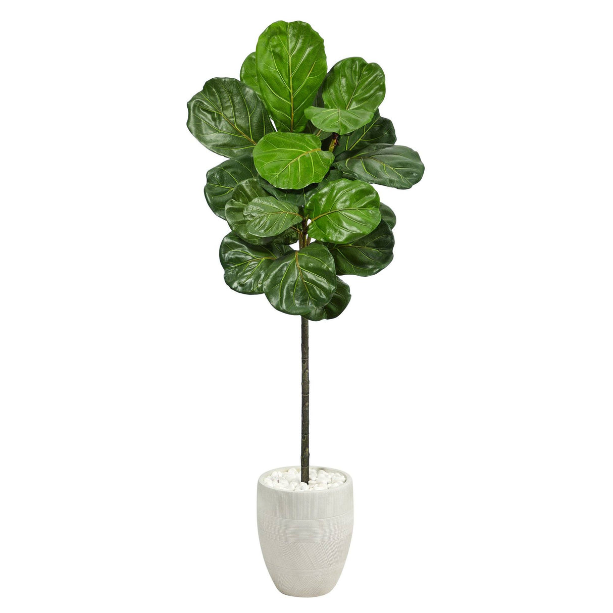 4.5’ Fiddle Leaf Artificial Tree in White Planter by Nearly Natural