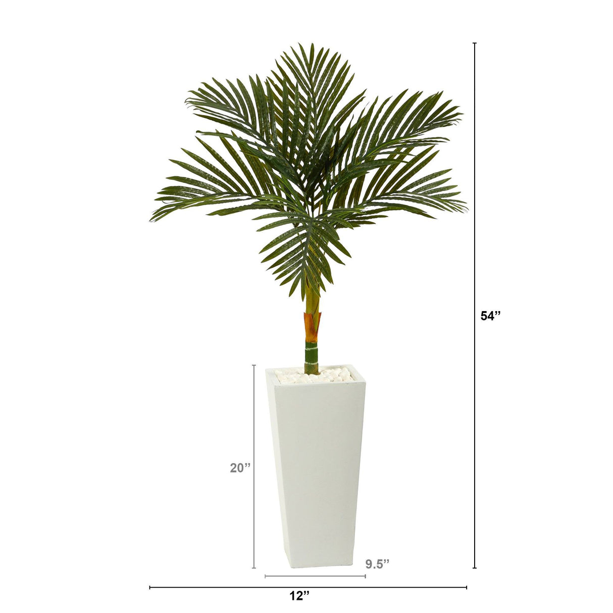 4.5’ Golden Cane Artificial Palm Tree in Tall White Planter by Nearly Natural