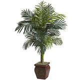 4.5’ Golden Cane Palm w/Decorative Container by Nearly Natural