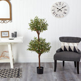 4.5' Olive Double Topiary Silk Tree by Nearly Natural