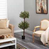 4.5' Olive Double Topiary Silk Tree by Nearly Natural