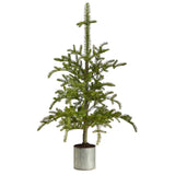 4.5’ Pre-Lit Christmas Pine Artificial Tree in Decorative Planter by Nearly Natural