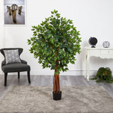 4.5’ Super Deluxe Ficus Artificial Tree with Natural Trunk by Nearly Natural