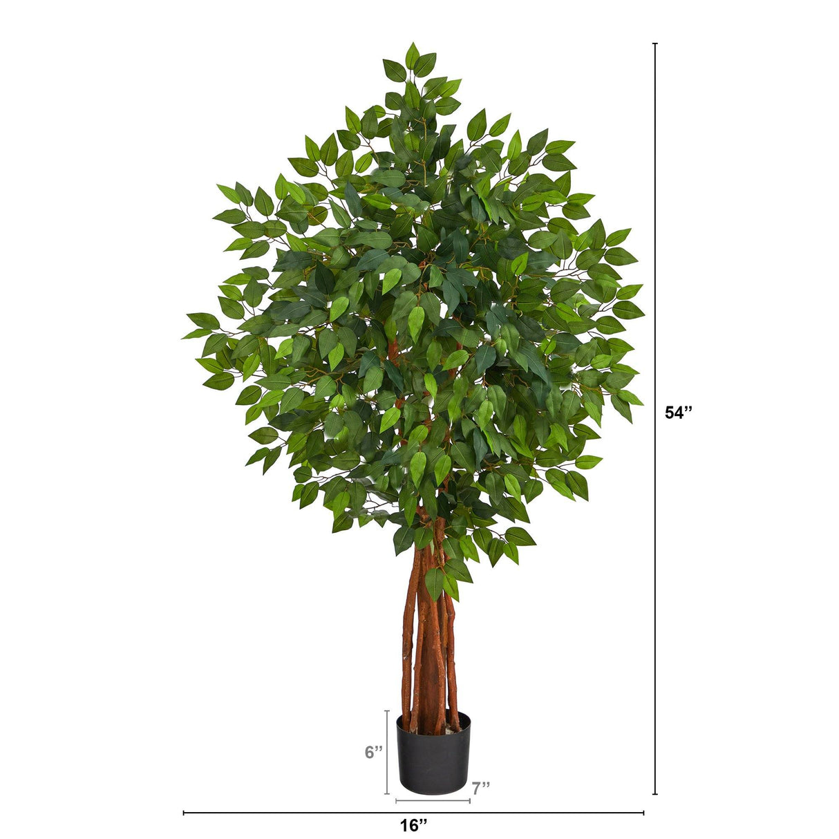 4.5’ Super Deluxe Ficus Artificial Tree with Natural Trunk by Nearly Natural