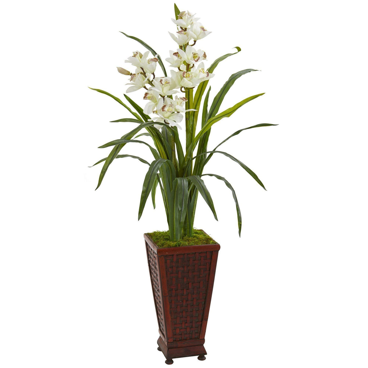 49” Cymbidium Orchid Artificial Plant in Decorative Planter by Nearly Natural