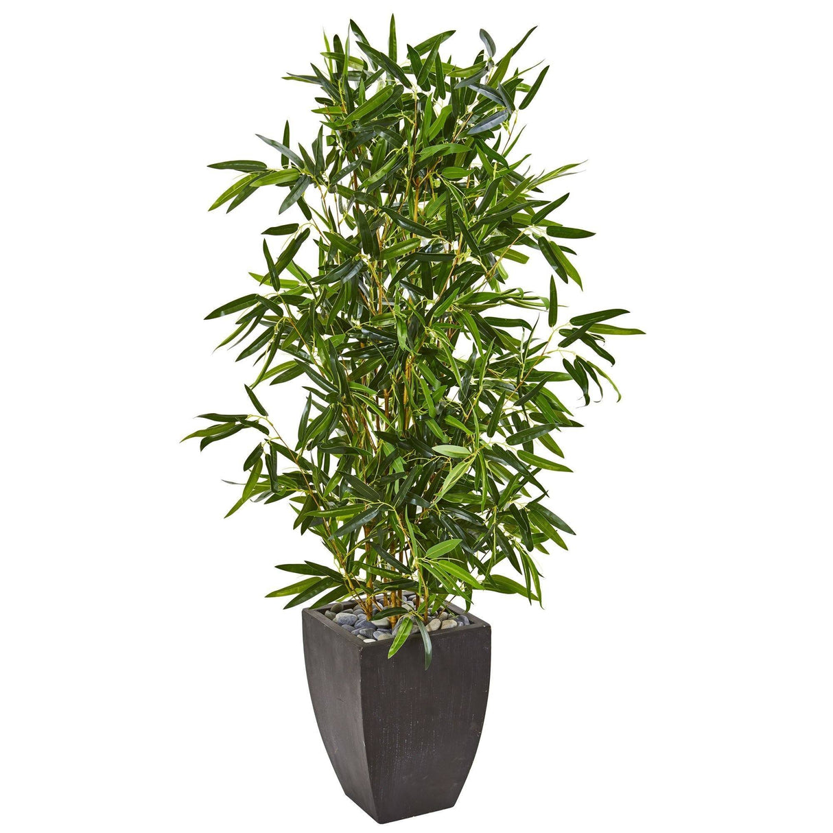 5’ Bamboo Artificial Tree in Black Planter (Real Touch) (Indoor/Outdoor) by Nearly Natural