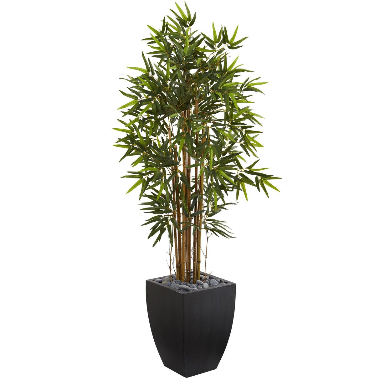 5' Bamboo Artificial Tree in Black Wash Planter by Nearly Natural