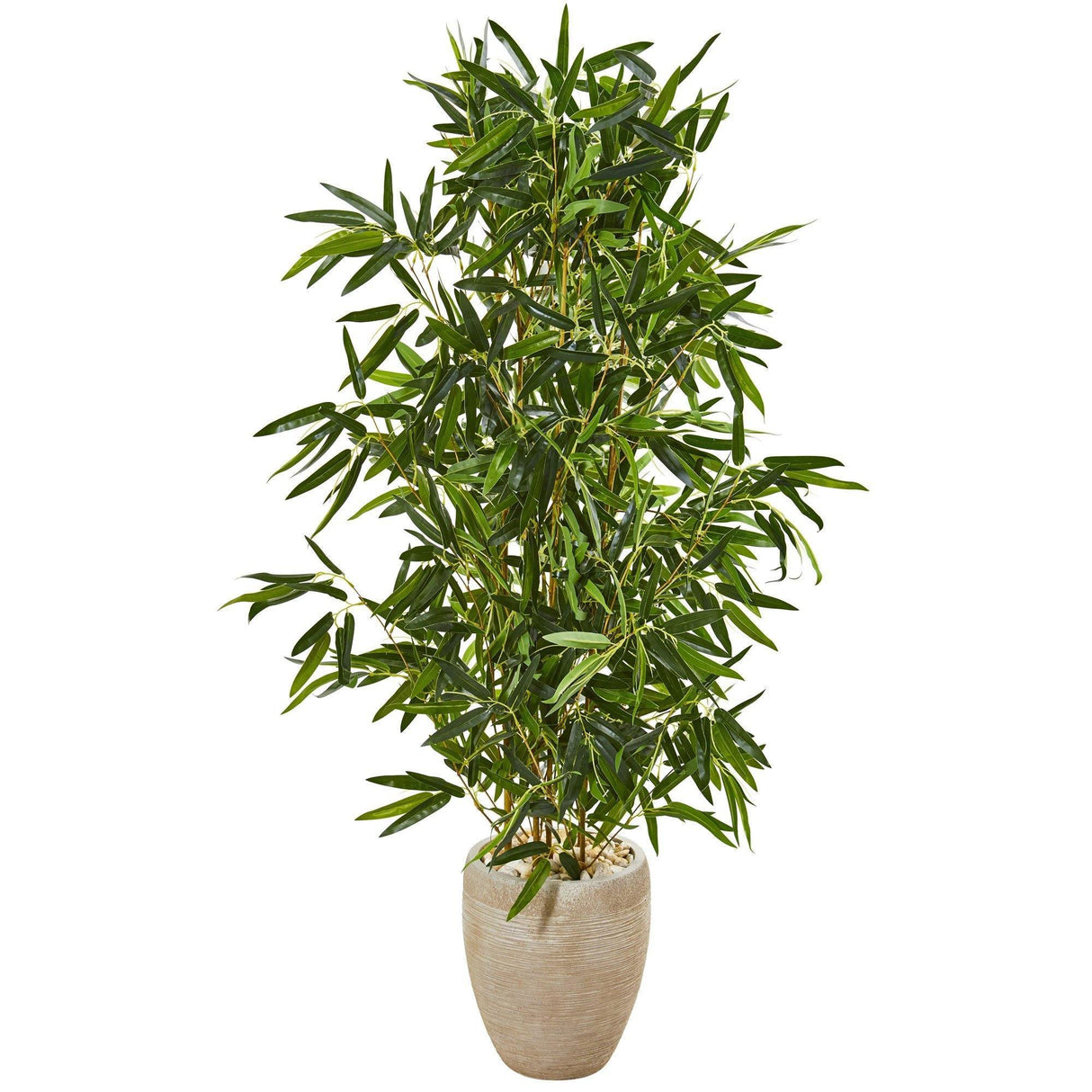 5’ Bamboo Artificial Tree in Sand Colored Planter (Real Touch)  (Indoor/Outdoor) by Nearly Natural