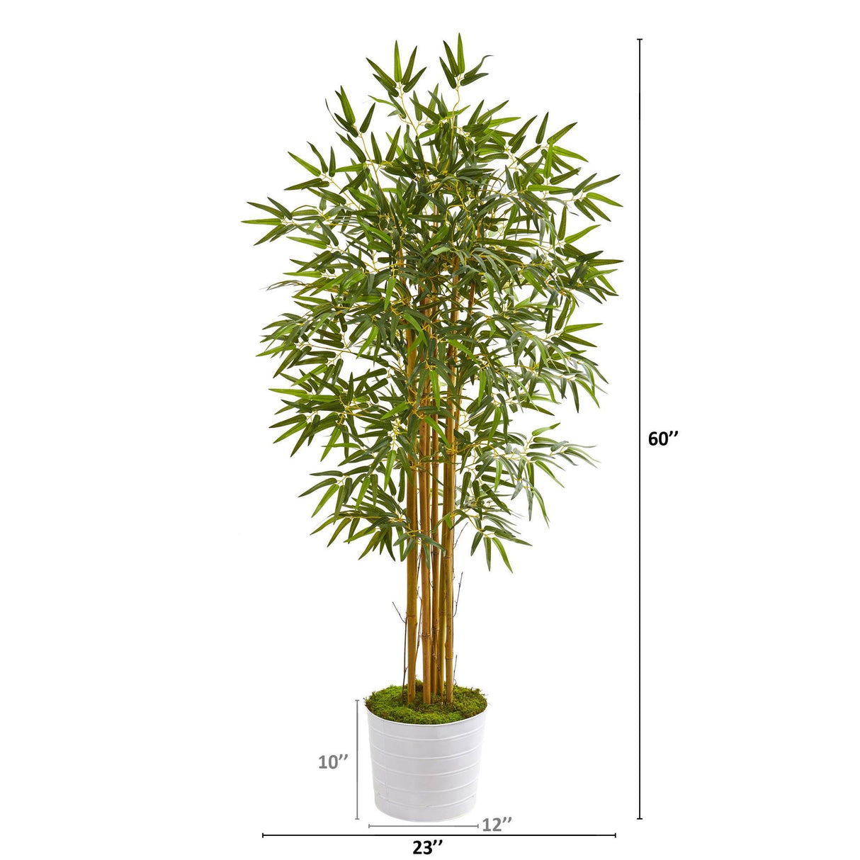 5’ Bamboo Artificial Tree in White Tin Planter by Nearly Natural