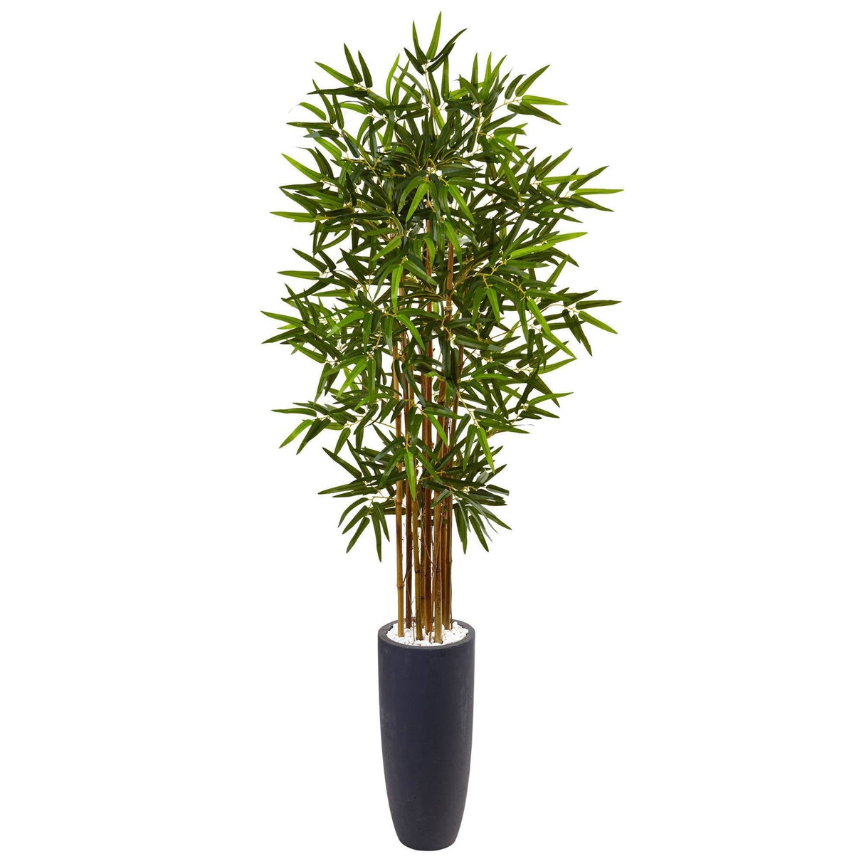 5’ Bamboo Tree in Gray Cylinder Planter by Nearly Natural