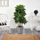 5’ Bird Nest Tree in Handmade Black and White Natural Jute and Cotton Planter UV Resistant by Nearly Natural