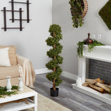 5’ Boxwood Spiral Topiary Artificial Tree (Indoor/Outdoor) by Nearly Natural