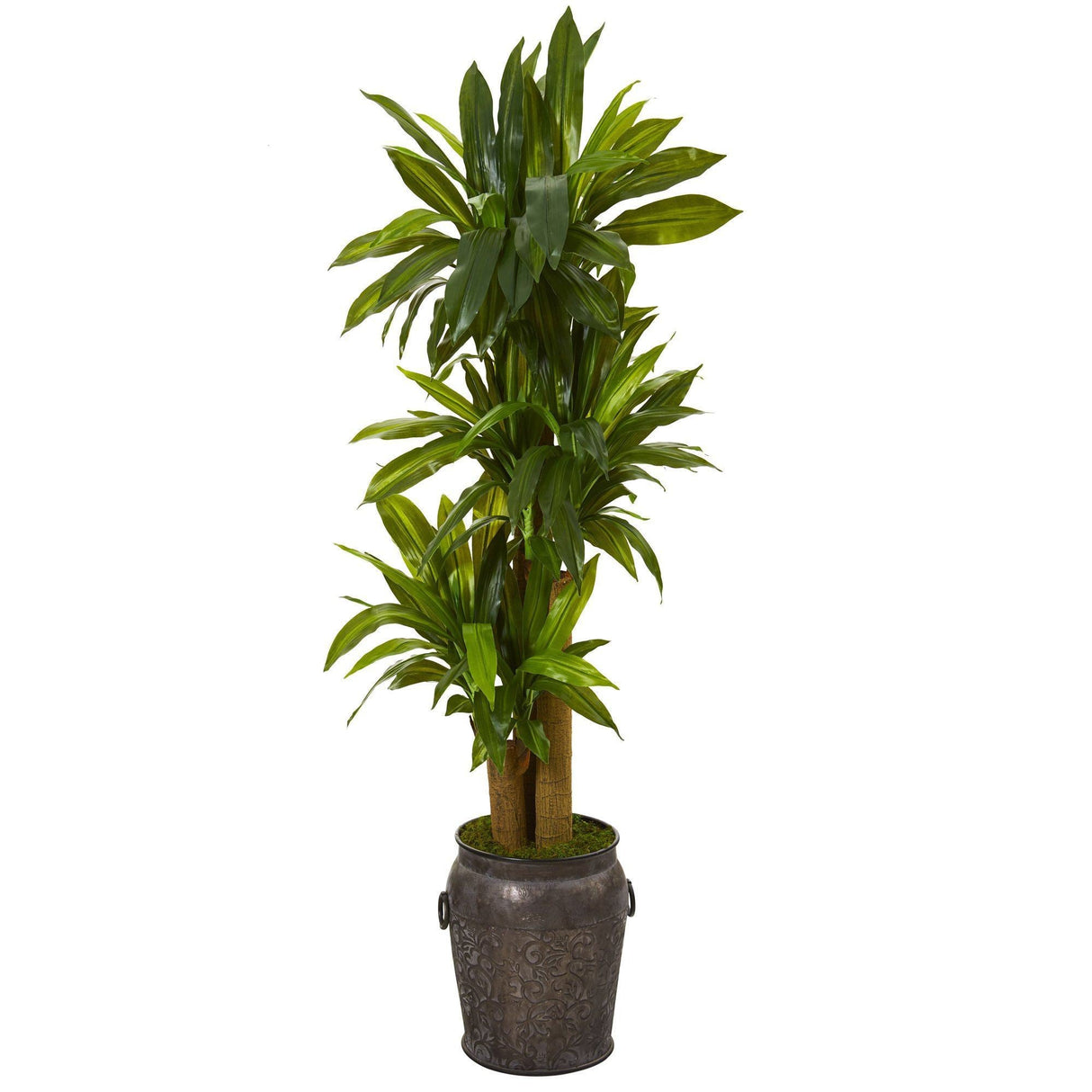 5’ Corn Stalk Dracaena Artificial Plant in Metal Planter (Real Touch) by Nearly Natural