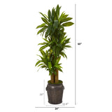 5’ Corn Stalk Dracaena Artificial Plant in Metal Planter (Real Touch) by Nearly Natural