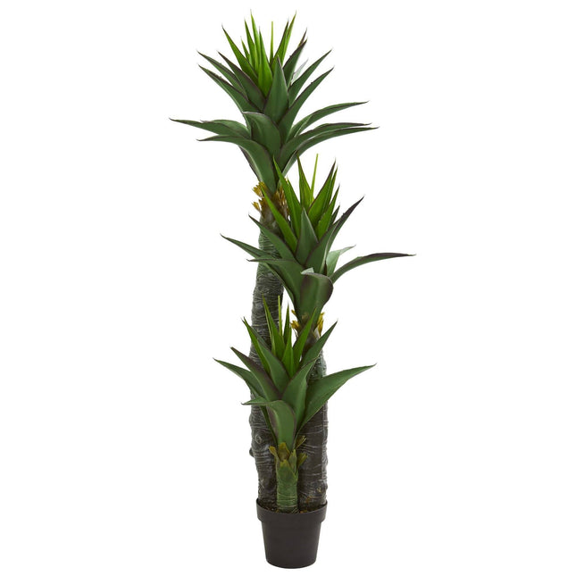 5’ Decorative Yucca Artificial Tree in Black Planter by Nearly Natural