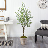 5’ Eucalyptus Artificial Tree in Farmhouse Planter by Nearly Natural