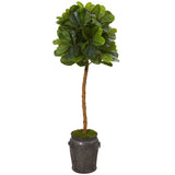 5’ Fiddle Leaf Artificial Tree in Metal Planter (Real Touch) by Nearly Natural