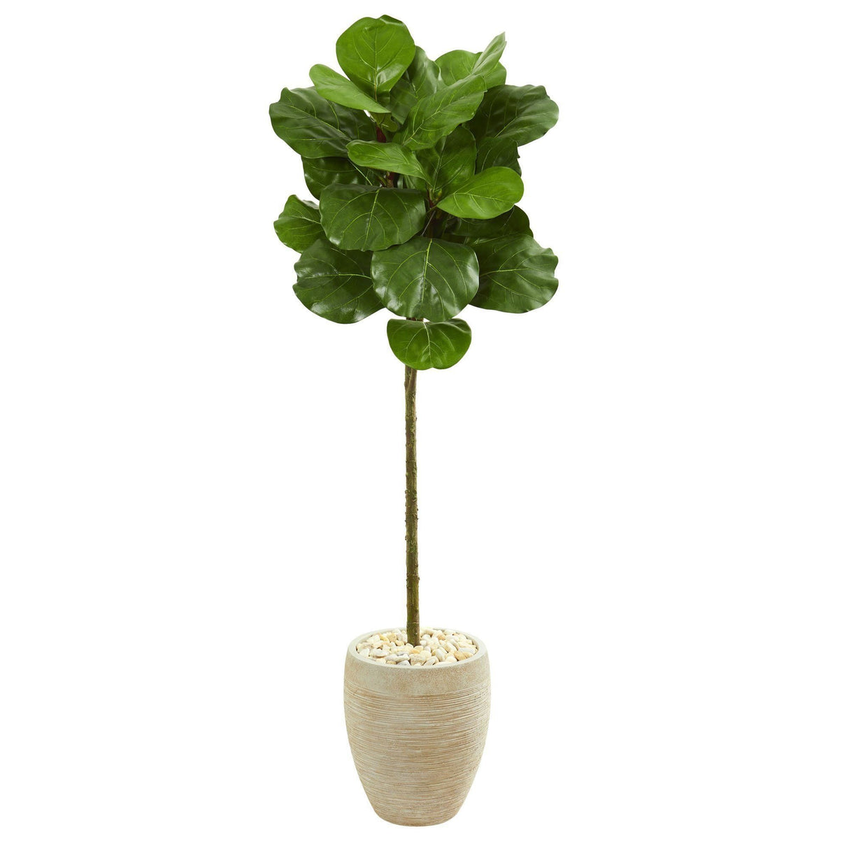 5’ Fiddle Leaf Artificial Tree in Sand Colored Planter by Nearly Natural