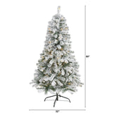 5' Flocked Rock Springs Spruce Artificial Christmas Tree with 150 Clear LED Lights by Nearly Natural