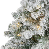 5' Flocked Rock Springs Spruce Artificial Christmas Tree with 150 Clear LED Lights by Nearly Natural