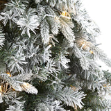 5' Flocked Vermont Mixed Pine Artificial Christmas Tree with 150 Clear LED Lights by Nearly Natural