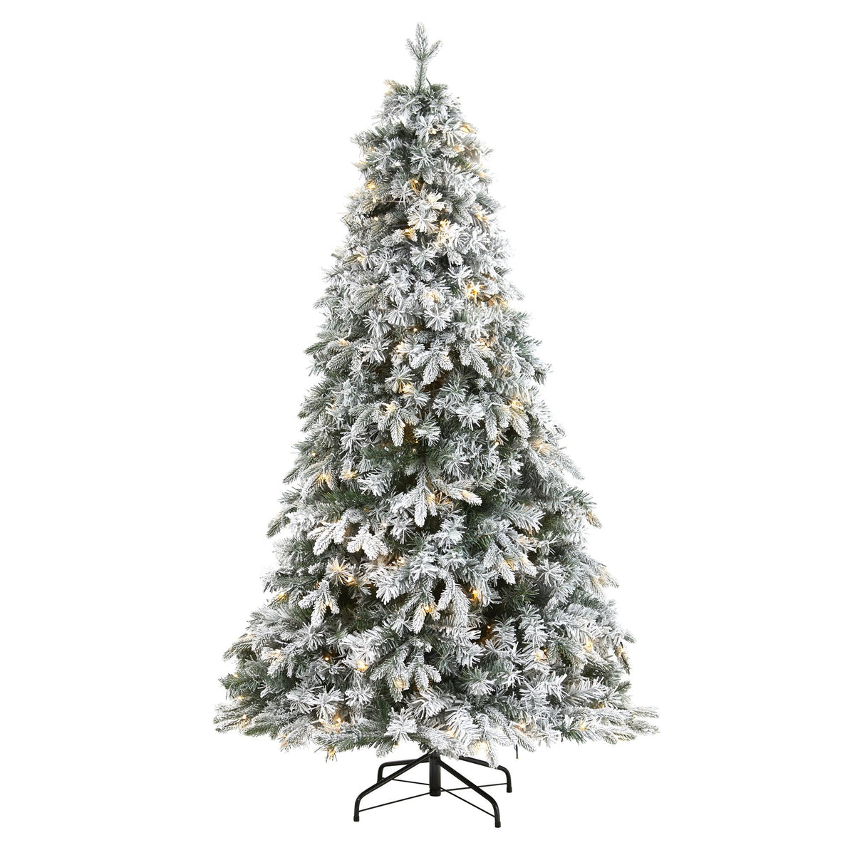 5' Flocked Vermont Mixed Pine Artificial Christmas Tree with 150 Clear LED Lights by Nearly Natural