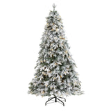 5' Flocked Vermont Mixed Pine Artificial Christmas Tree with 150 Clear LED Lights by Nearly Natural