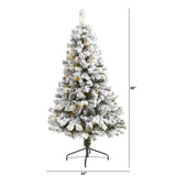 5' Flocked West Virginia Fir Artificial Christmas Tree with 150 LED Lights by Nearly Natural