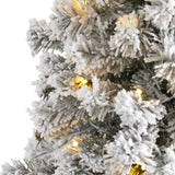 5' Flocked West Virginia Fir Artificial Christmas Tree with 150 LED Lights by Nearly Natural