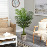 5’ Paradise Palm Artificial Tree in Farmhouse Planter by Nearly Natural