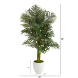 5’ Paradise Palm Artificial Tree in White Planter with Faux Moss by Nearly Natural