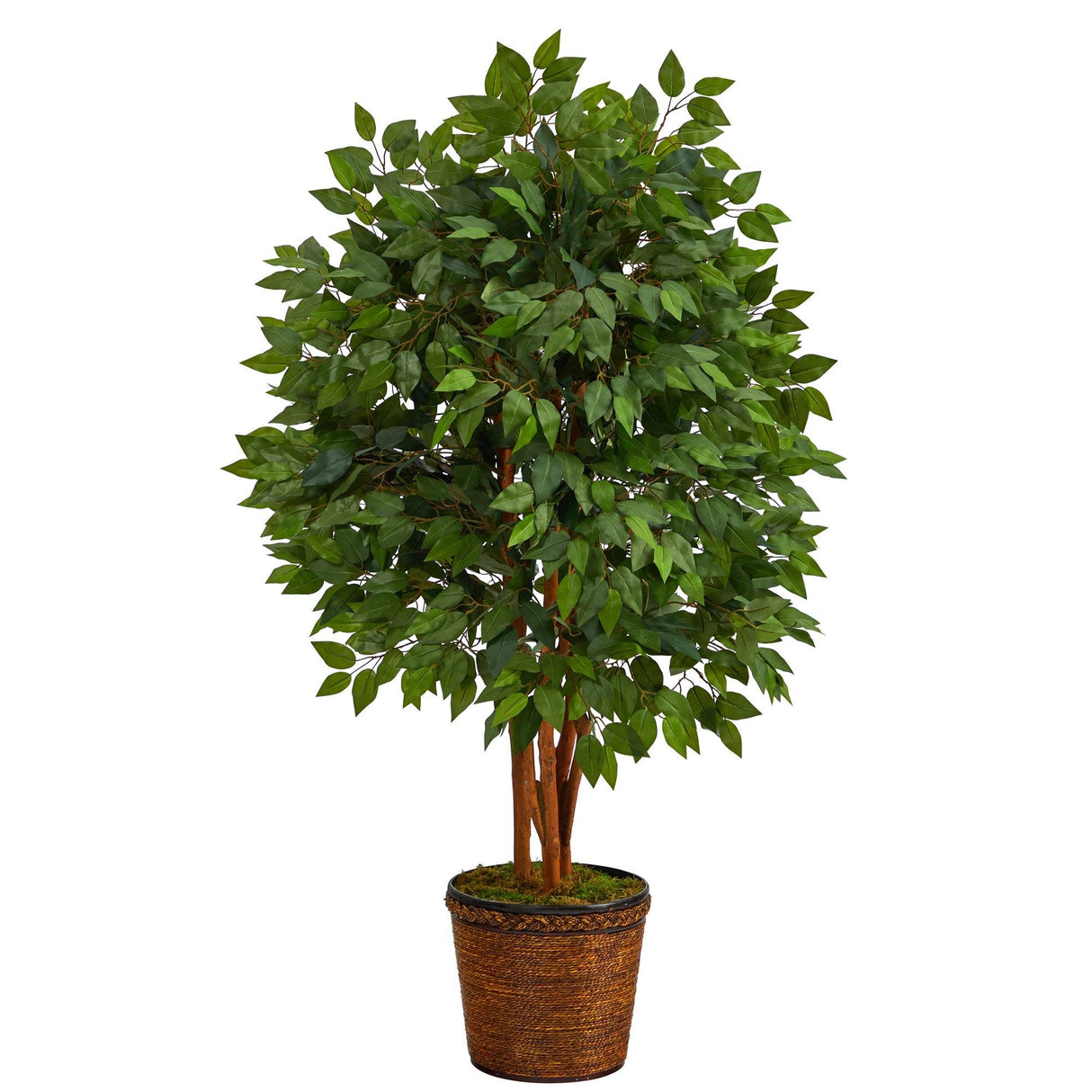 5’ Super Deluxe Artificial Ficus Tree in Wicker Planter by Nearly Natural