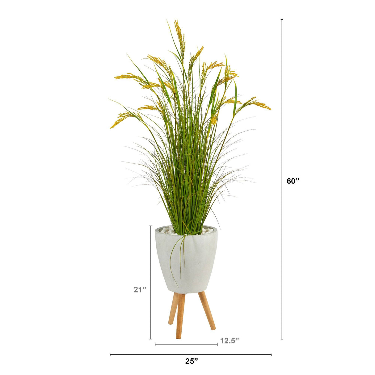 5” Wheat Grain Artificial Plant in White Planter with Legs by Nearly Natural