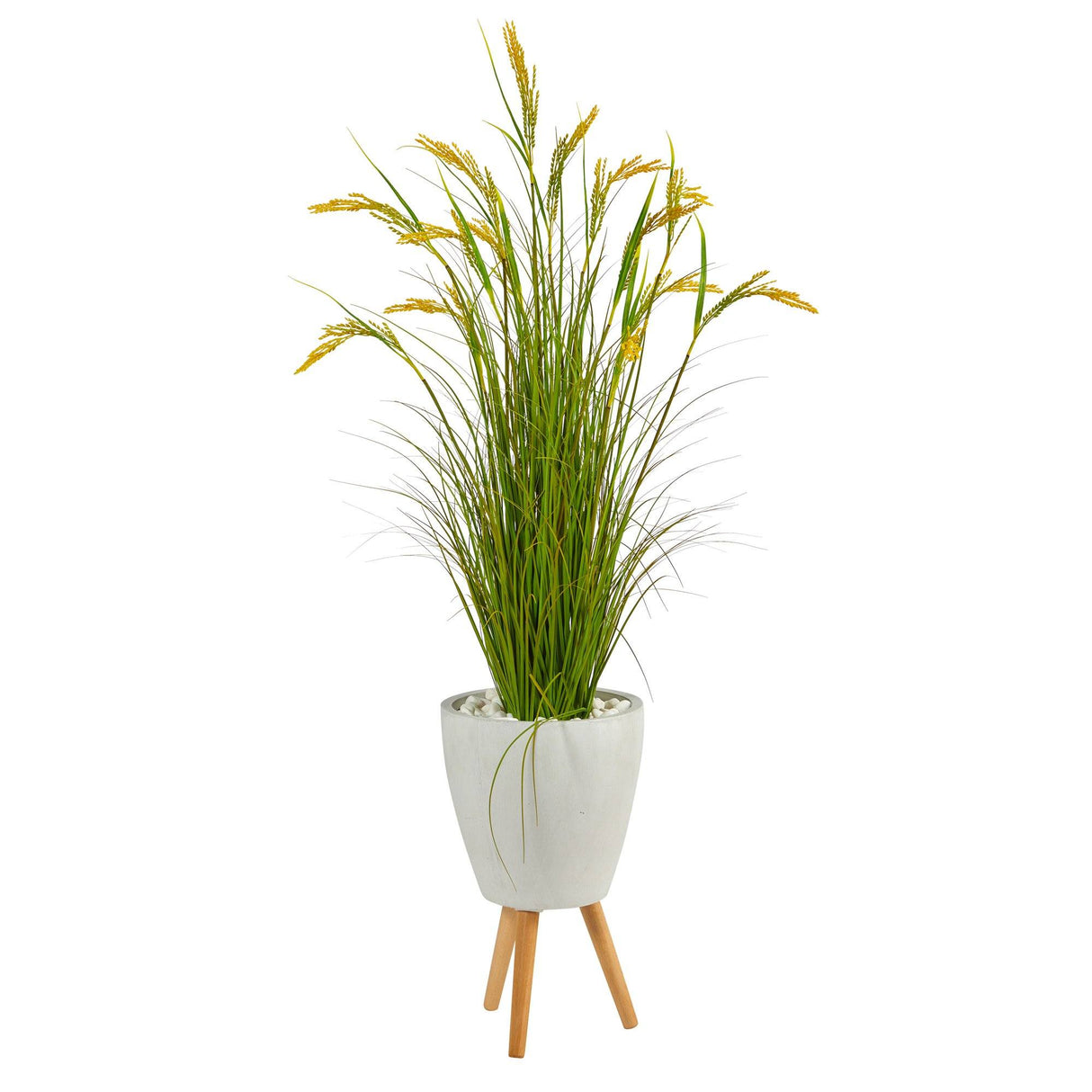 5” Wheat Grain Artificial Plant in White Planter with Legs by Nearly Natural