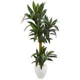 5’ Yucca Artificial Plant in White Planter by Nearly Natural