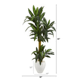 5’ Yucca Artificial Plant in White Planter by Nearly Natural