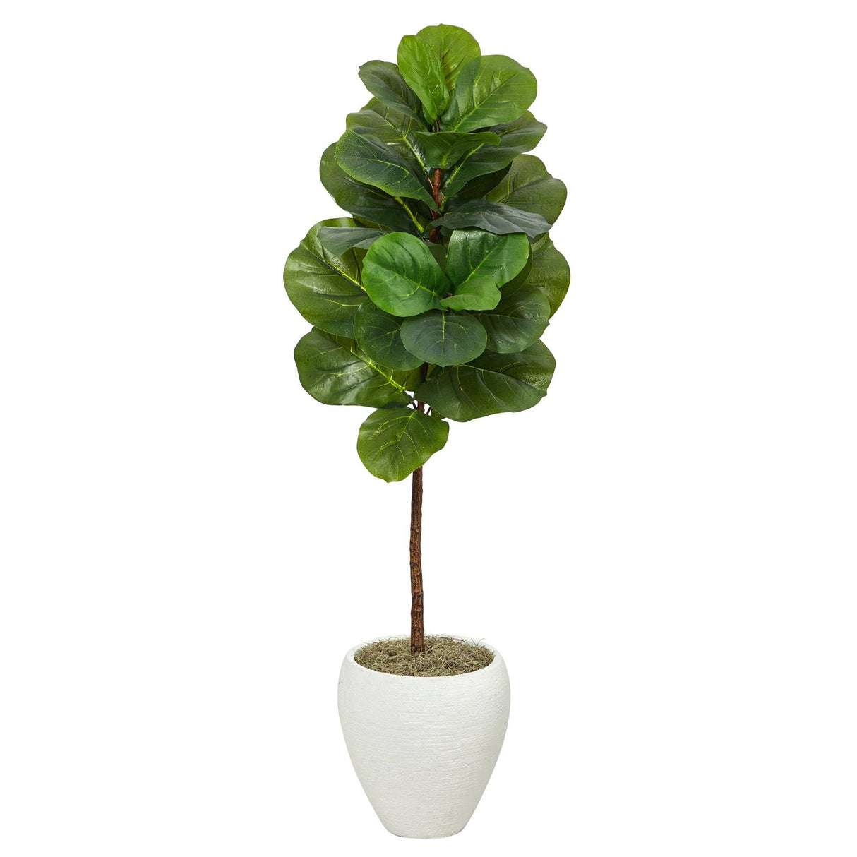 52” Fiddle Leaf Artificial Tree in White Planter by Nearly Natural