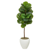 52” Fiddle Leaf Artificial Tree in White Planter by Nearly Natural