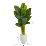 52” Triple Stalk Artificial Banana Tree in White Planter (Real Touch) by Nearly Natural