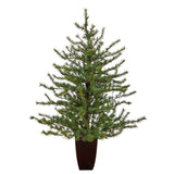 52” Vancouver Mountain Pine Artificial Christmas Tree with 100 Clear Lights and 374 Bendable Branches in Bronze Metal Planter by Nearly Natural