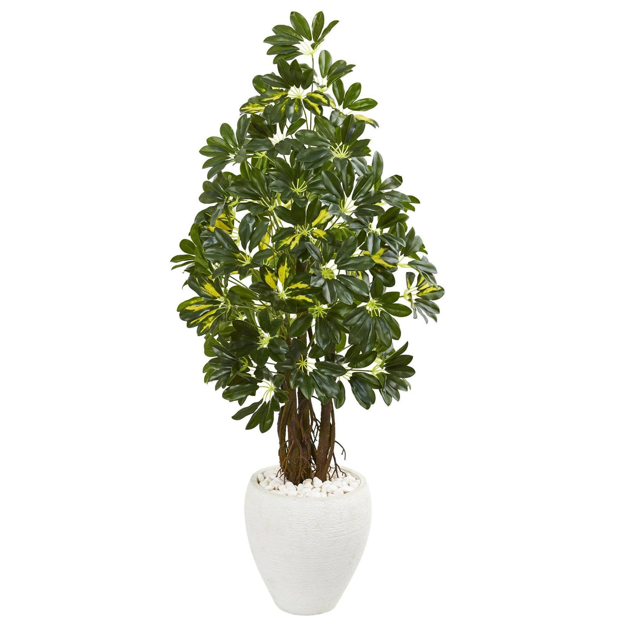 53” Schefflera Artificial Tree in White Planter by Nearly Natural