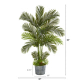 5.5' Areca Palm Artificial Tree in Embossed Black Tin Planter by Nearly Natural