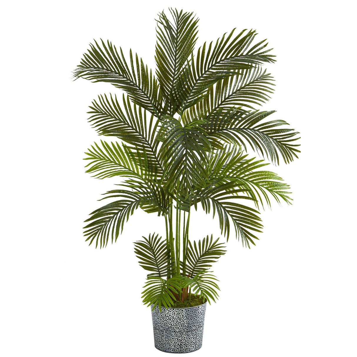 5.5' Areca Palm Artificial Tree in Embossed Black Tin Planter by Nearly Natural