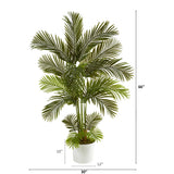 5.5' Areca Palm Artificial Tree in White Tin Planter by Nearly Natural