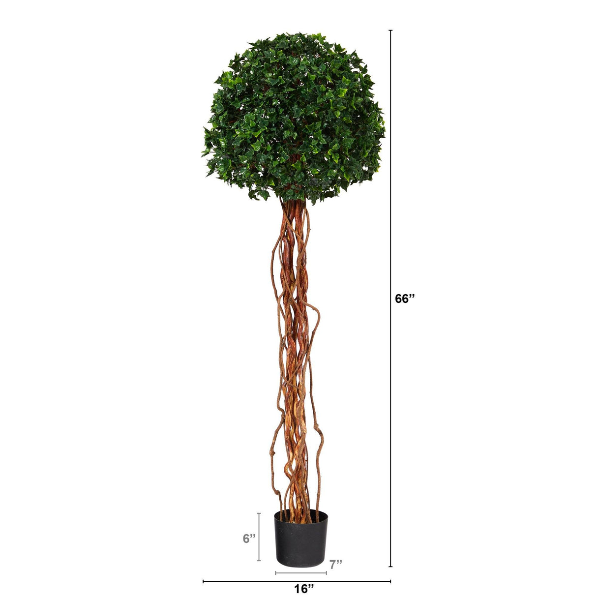 5.5’ English Ivy Single Ball Artificial Topiary Tree with Natural Trunk UV Resistant (Indoor/Outdoor) by Nearly Natural