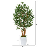 5.5' Ficus Bushy Artificial Tree in White Metal Planter by Nearly Natural