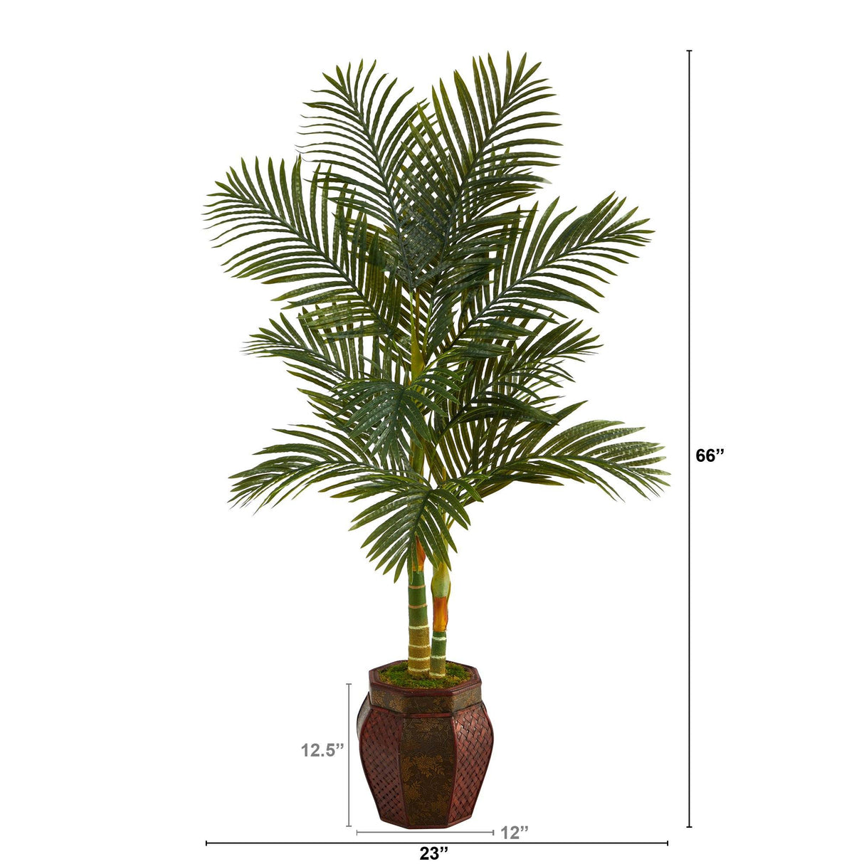 5.5’ Golden Cane Artificial Palm Tree in Decorative Planter by Nearly Natural