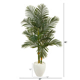 5.5’ Golden Cane Artificial Palm Tree in White Planter by Nearly Natural